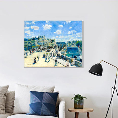 INVIN ART Framed Canvas Pont Neuf, Paris by Pierre Auguste Renoir Wall Art Living Room Home Office Decorations