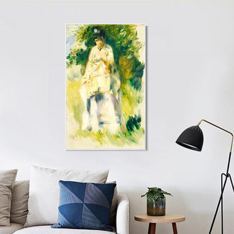 INVIN ART Framed Canvas Woman Standing by a Tree by Pierre Auguste Renoir Wall Art Living Room Home Office Decorations