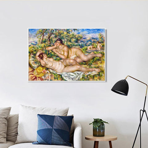INVIN ART Framed Canvas The Bathers by Pierre Auguste Renoir Wall Art Living Room Home Office Decorations