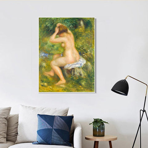 INVIN ART Framed Canvas A Bather by Pierre Auguste Renoir Wall Art Living Room Home Office Decorations