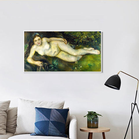 INVIN ART Framed Canvas A Nymph by a Stream by Pierre Auguste Renoir Wall Art Living Room Home Office Decorations