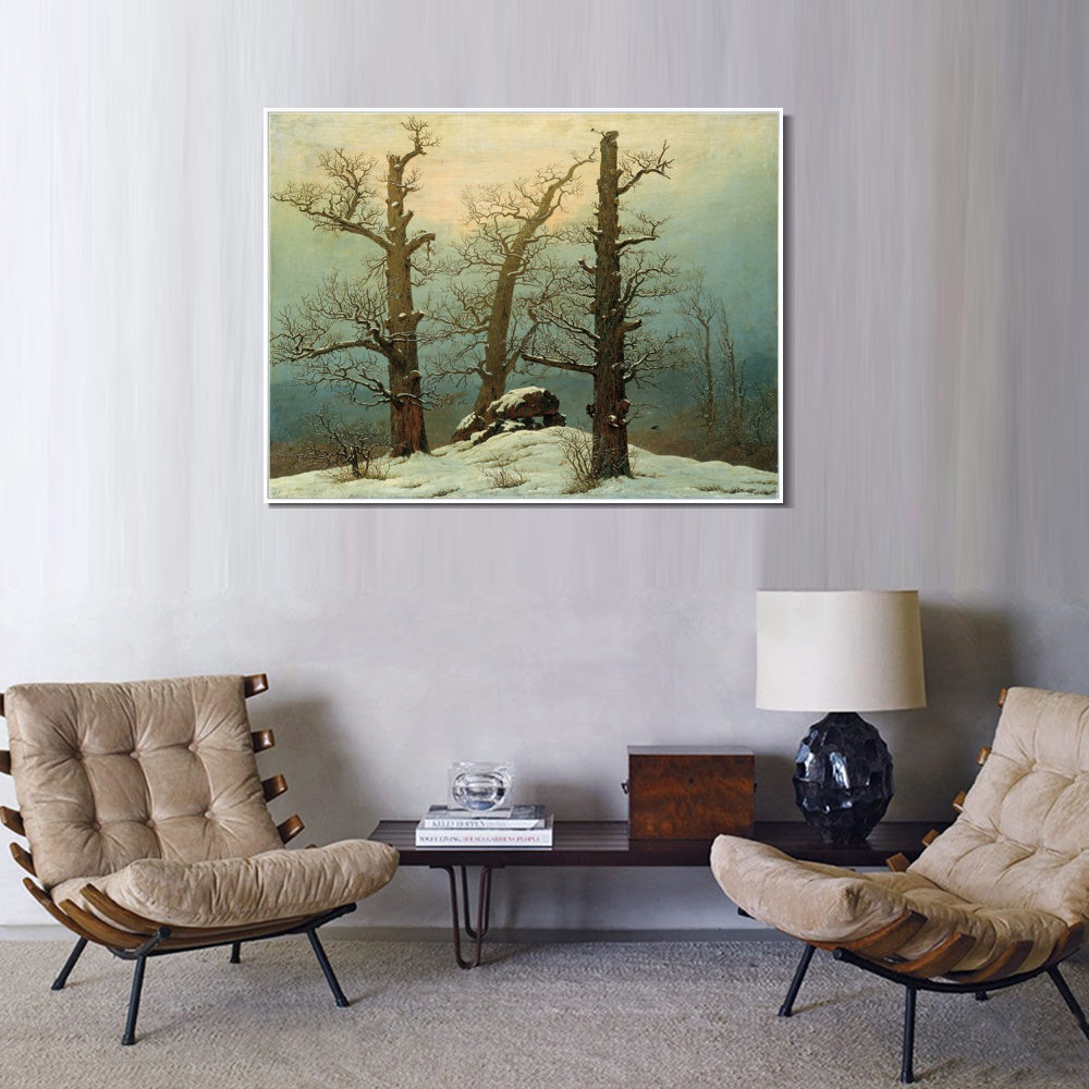 INVIN ART Framed Canvas Dolmen in the snow by Caspar David Friedrich Wall Art Living Room Home Office Decorations