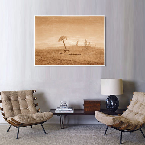 INVIN ART Framed Canvas Landscape with Graves by Caspar David Friedrich Wall Art Living Room Home Office Decorations