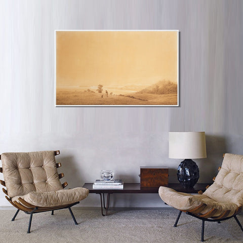 INVIN ART Framed Canvas Eastern Coast of Ruegen Island with Shepherd by Caspar David Friedrich Wall Art Living Room Home Office Decorations