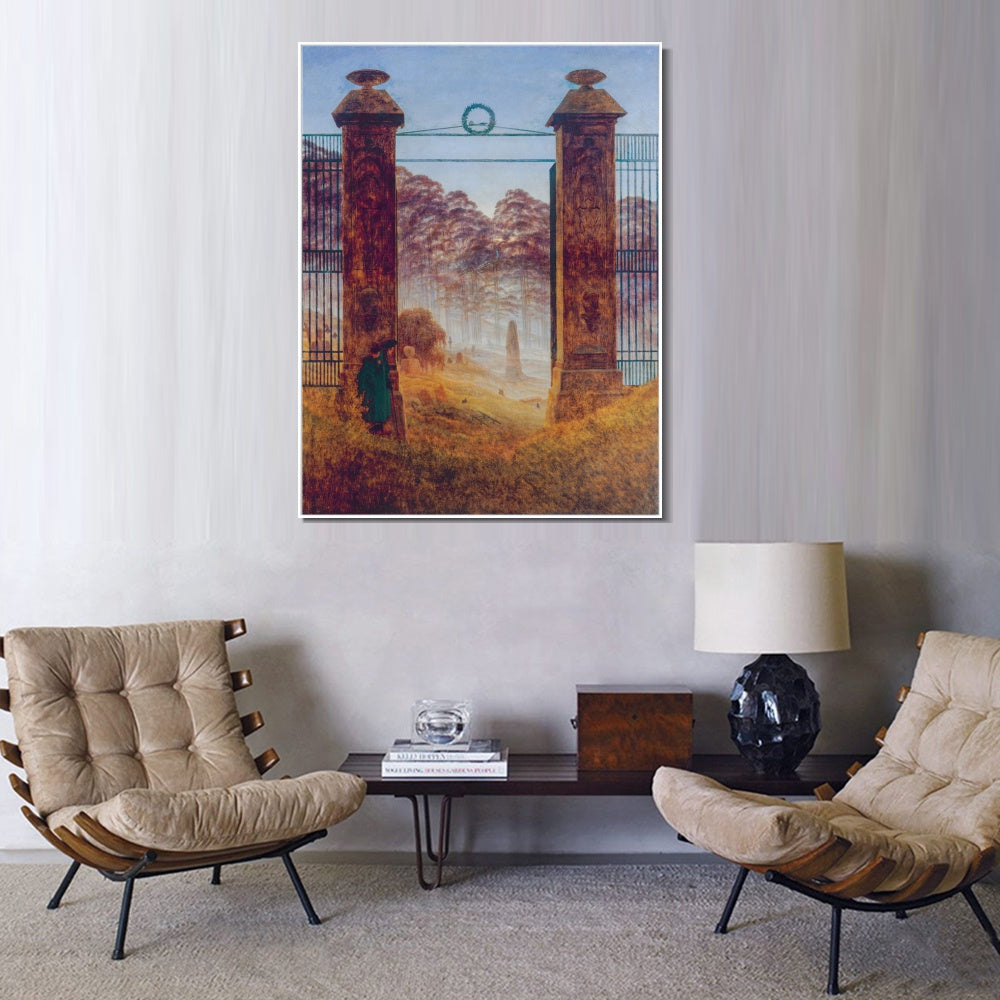 INVIN ART Framed Canvas the graveyard gate by Caspar David Friedrich Wall Art Living Room Home Office Decorations