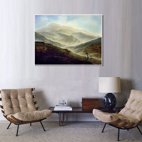 INVIN ART Framed Canvas Riesengebirge Landscape with Rising Fog by Caspar David Friedrich Wall Art Living Room Home Office Decorations