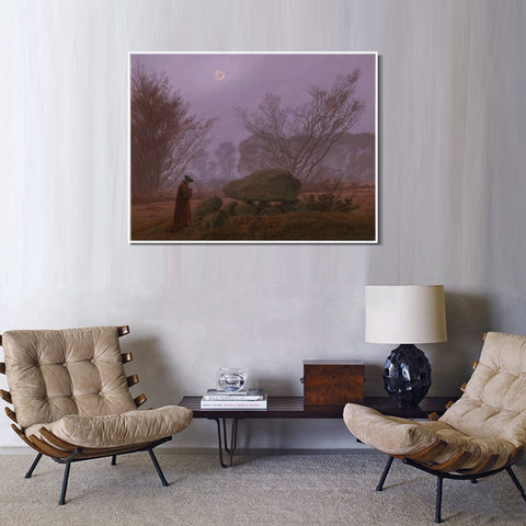 INVIN ART Framed Canvas A Walk at Dusk 1835 by Caspar David Friedrich Wall Art Living Room Home Office Decorations
