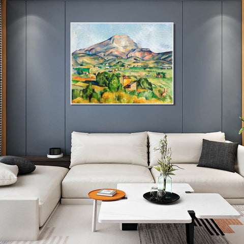 INVIN ART Framed Canvas Giclee Print Art Mont Sainte-Victoire seen from Bellevue by Paul Cezanne Wall Art Living Room Home Office Decorations