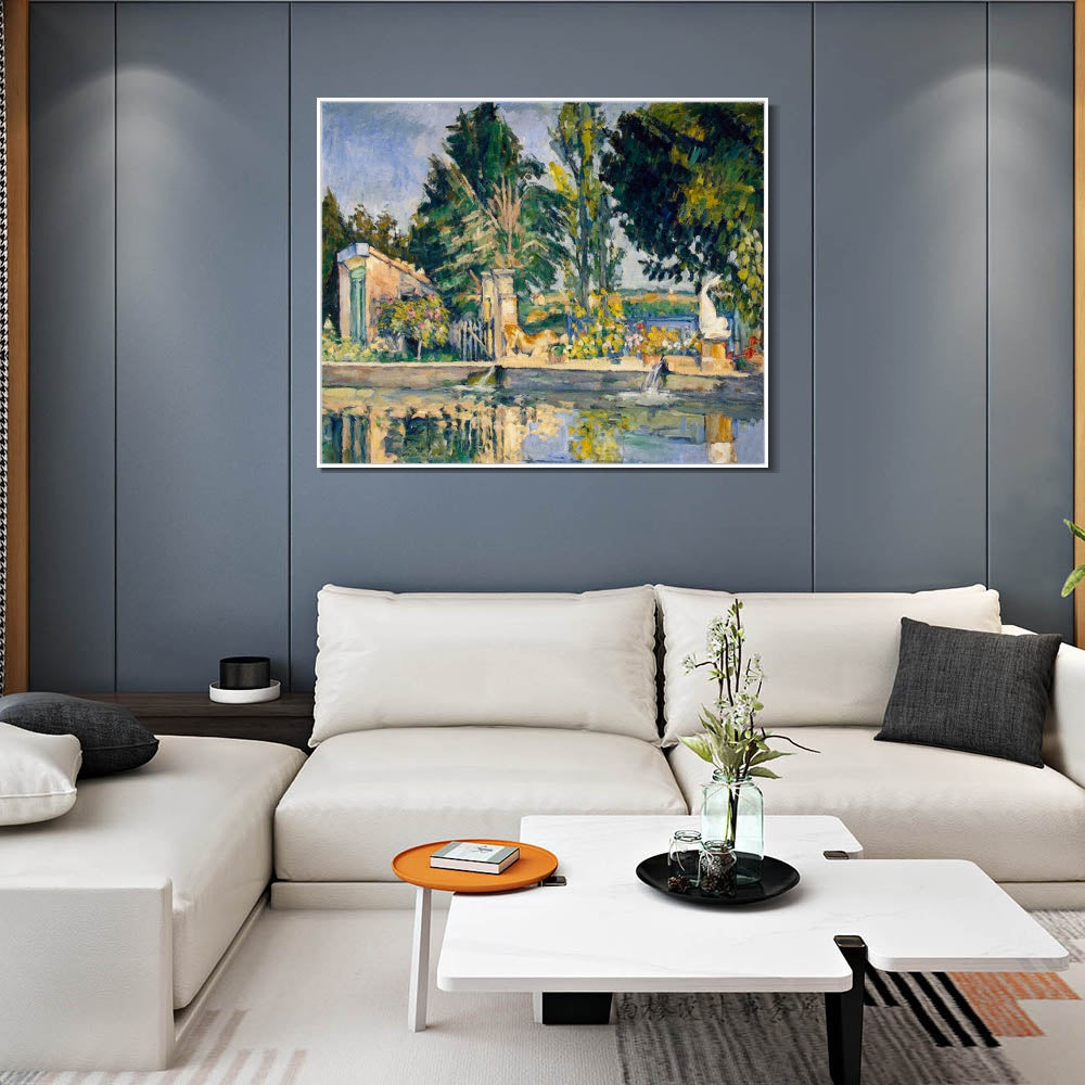 INVIN ART Framed Canvas Giclee Print Art Jas de Bouffan, the Pool by Paul Cezanne Wall Art