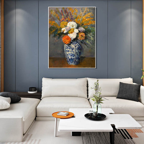 INVIN ART Framed Canvas Giclee Print Art Dahlias 1873 by Paul Cezanne Wall Art Living Room Home Office Decorations