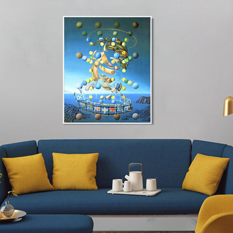 INVIN ART Framed Canvas the Maximum Speed of Raphael's Madonna by Salvador Dal Wall Art Living Room Home Office Decorations