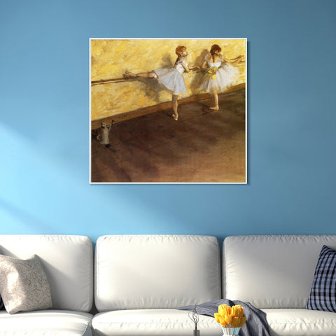 INVIN ART Framed Canvas Giclee Print Art Danseuses à la barre  by Edgar Degas Wall Art Living Room Home Office Decorations