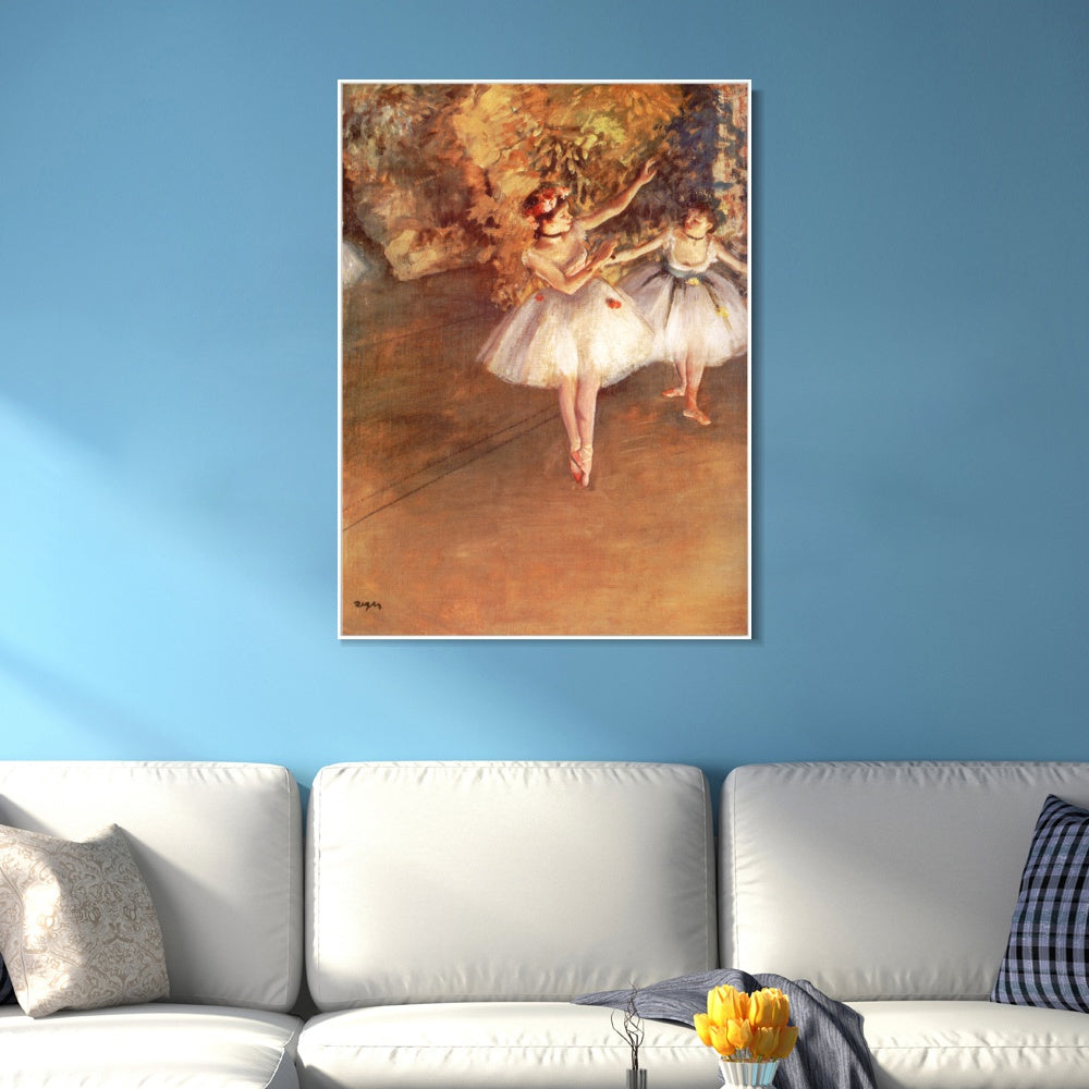 INVIN ART Framed Canvas Giclee Print Art Deux danseuses en sc篓篓ne  by Edgar Degas Wall Art