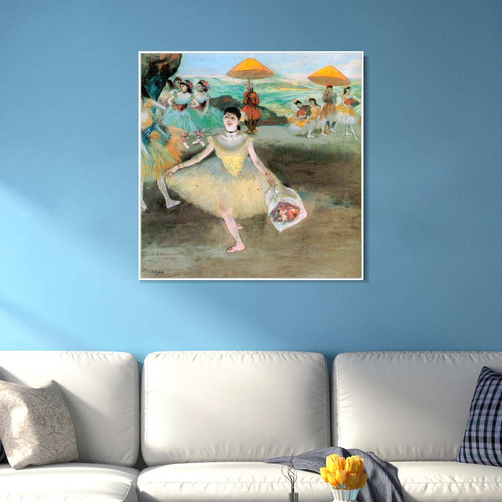 INVIN ART Framed Canvas Giclee Print Art La Danseuse au bouquet saluant by Edgar Degas Wall Art