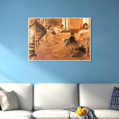INVIN ART Framed Canvas Giclee Print Art La Répétition de danse  by Edgar Degas Wall Art Living Room Home Office Decorations