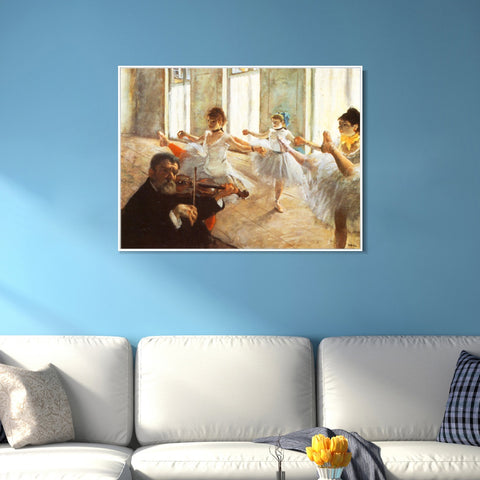 INVIN ART Framed Canvas Giclee Print Art Ecole de dans by Edgar Degas Wall Art Living Room Home Office Decorations