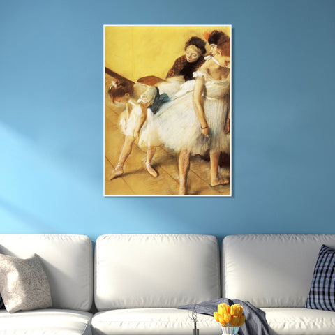 INVIN ART Framed Canvas Giclee Print Art Examen de Danse, Danseuses à leur toilette sur papier by Edgar Degas Wall Art Living Room Home Office Decorations