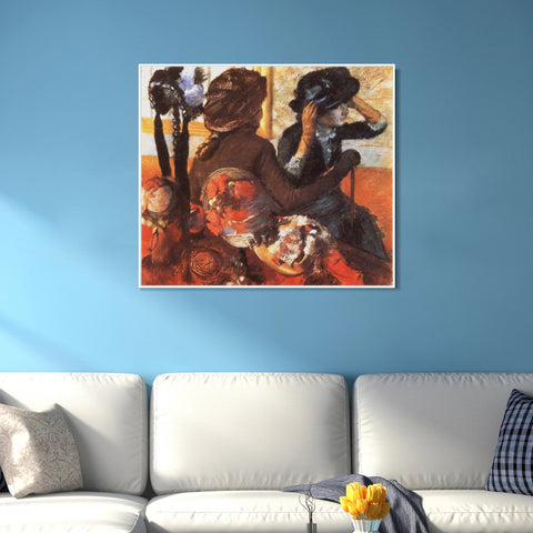 INVIN ART Framed Canvas Giclee Print Art Chez le modiste by Edgar Degas Wall Art Living Room Home Office Decorations