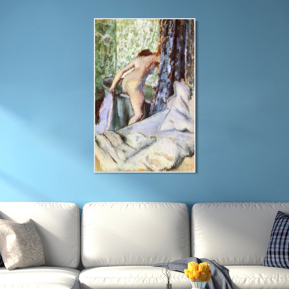 INVIN ART Framed Canvas Giclee Print Art Le Bain, le bain matinal Papier sur papier verg篓娄 by Edgar Degas Wall Art