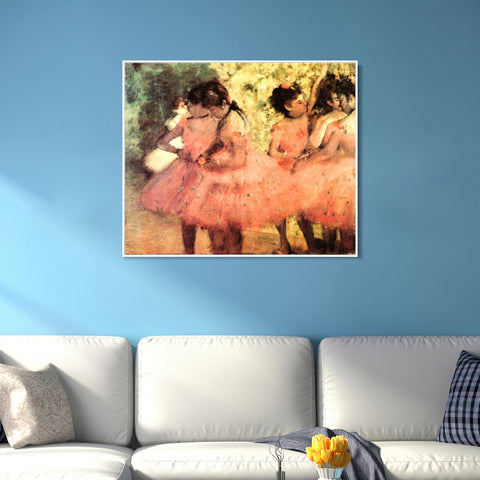 INVIN ART Framed Canvas Giclee Print Art Les danseuses roses, Avant le ballet by Edgar Degas Wall Art Living Room Home Office Decorations