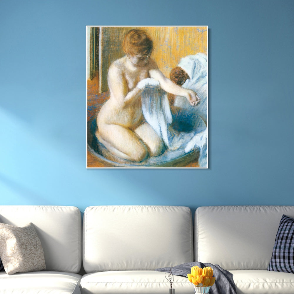 INVIN ART Framed Canvas Giclee Print Art Femme au tub Woman with the tub by Edgar Degas Wall Art