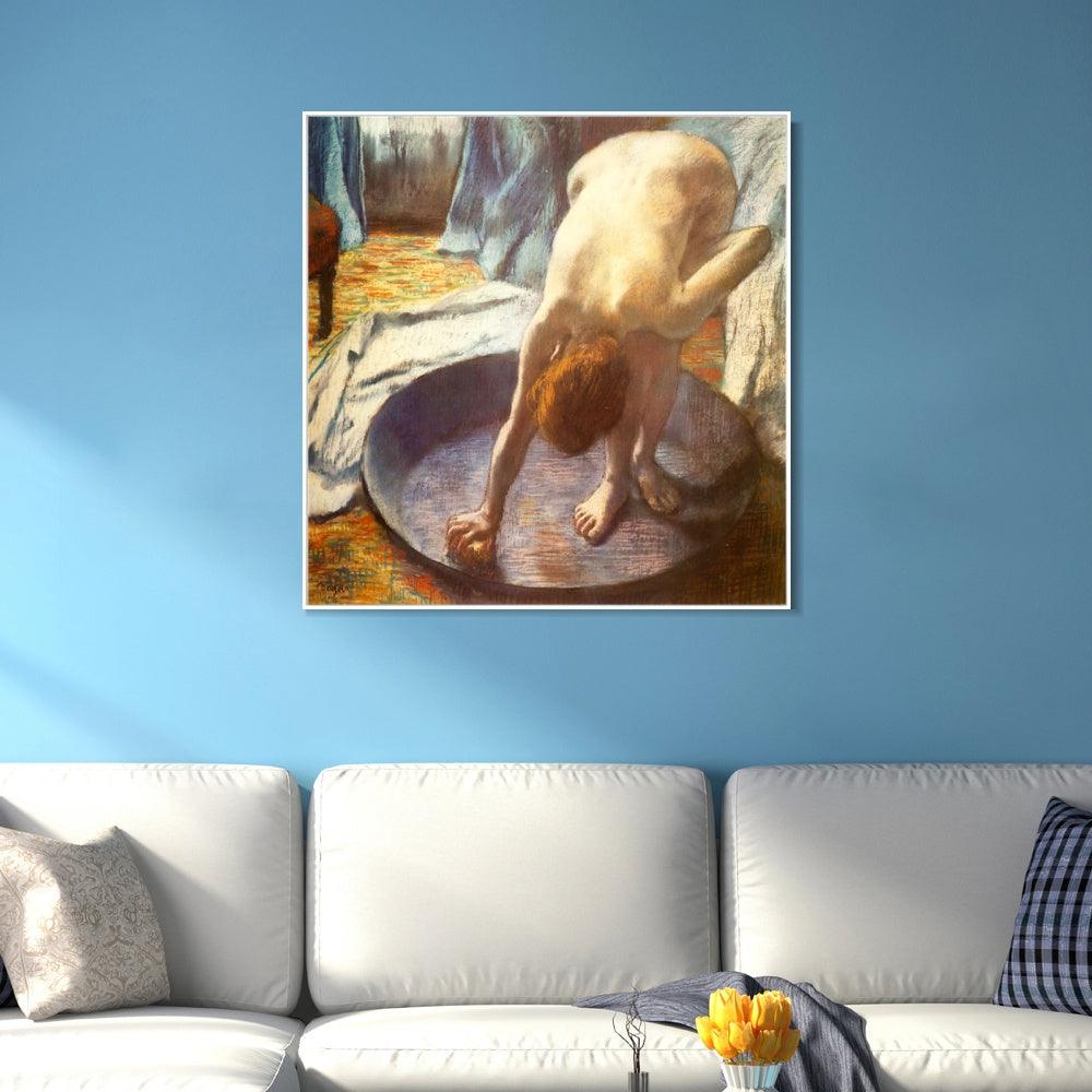 INVIN ART Framed Canvas Giclee Print Art Le Tub by Edgar Degas Wall Art