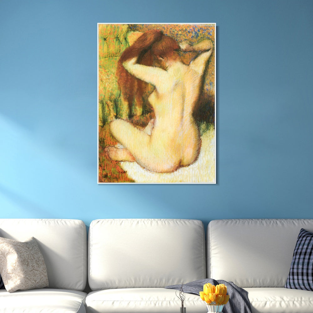 INVIN ART Framed Canvas Giclee Print Art Femme se coiffant Woman being capped by Edgar Degas Wall Art
