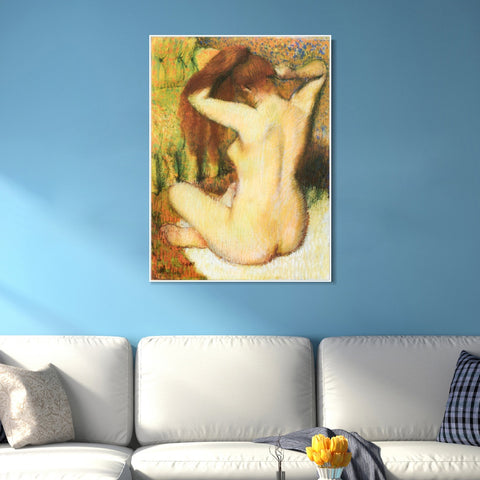 INVIN ART Framed Canvas Giclee Print Art Femme se coiffant Woman being capped by Edgar Degas Wall Art Living Room Home Office Decorations