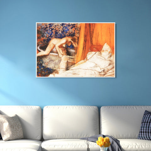 INVIN ART Framed Canvas Giclee Print Art Le Bain by Edgar Degas Wall Art Living Room Home Office Decorations
