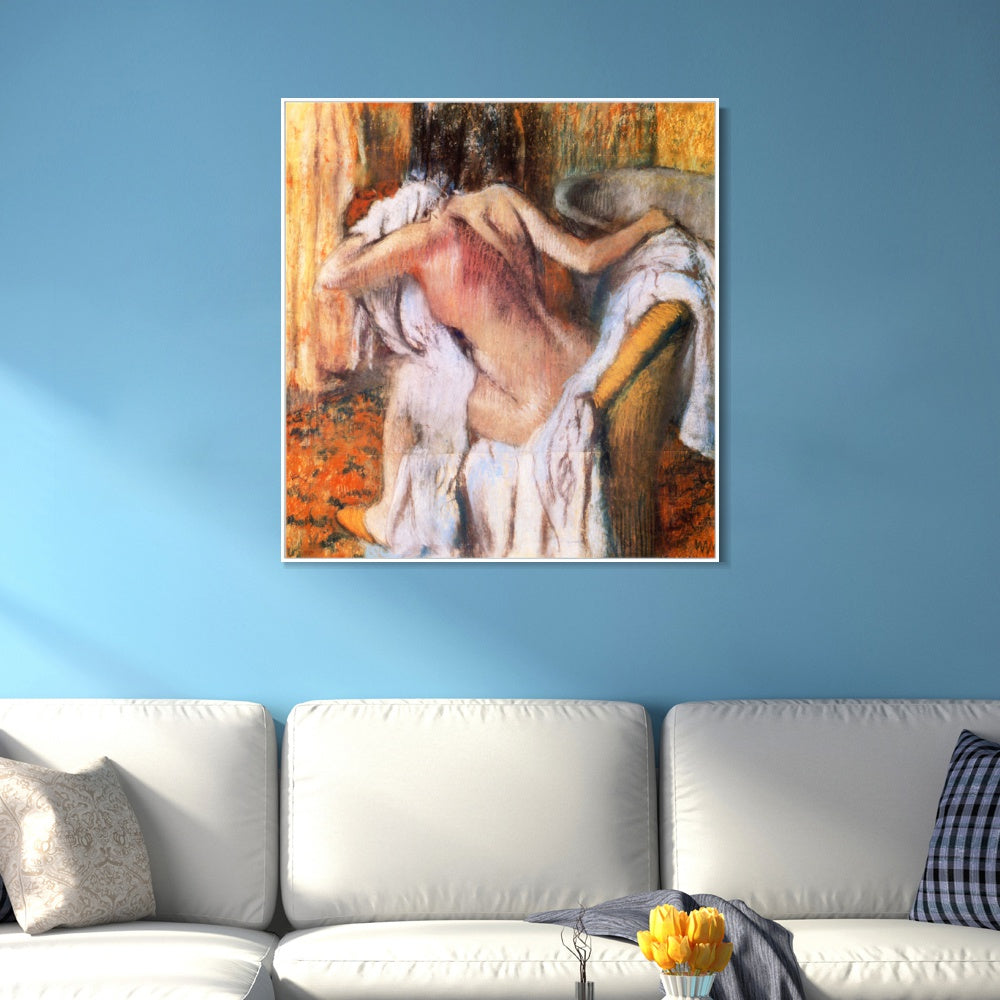 INVIN ART Framed Canvas Giclee Print Apr篓篓s le bain, femme s'asseyant by Edgar Degas Wall Art