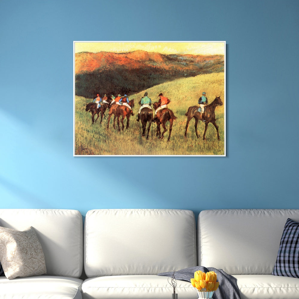 INVIN ART Framed Canvas Giclee Print Art Chevaux de courses 篓陇 l'entrainement by Edgar Degas Wall Art