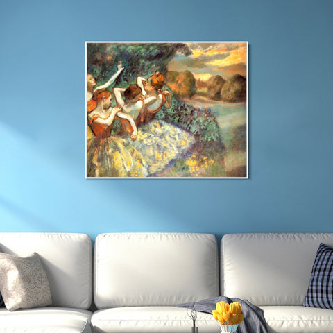 INVIN ART Framed Canvas Giclee Print En attendant l'entrée en scène by Edgar Degas Wall Art Living Room Home Office Decorations