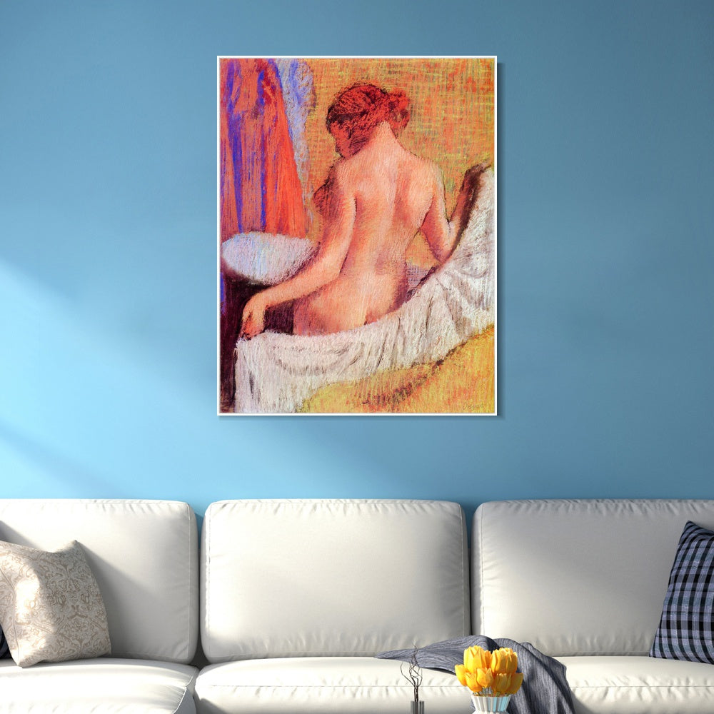INVIN ART Framed Canvas Giclee Print Art After the Bath 2 by Edgar Degas Wall Art