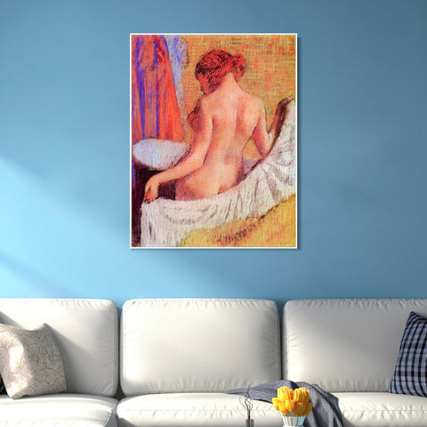INVIN ART Framed Canvas Giclee Print Art After the Bath 2 by Edgar Degas Wall Art Living Room Home Office Decorations