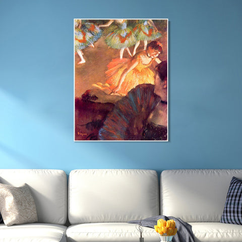 INVIN ART Framed Canvas Giclee Print Art Ballerina and Lady with a Fan by Edgar Degas Wall Art Living Room Home Office Decorations