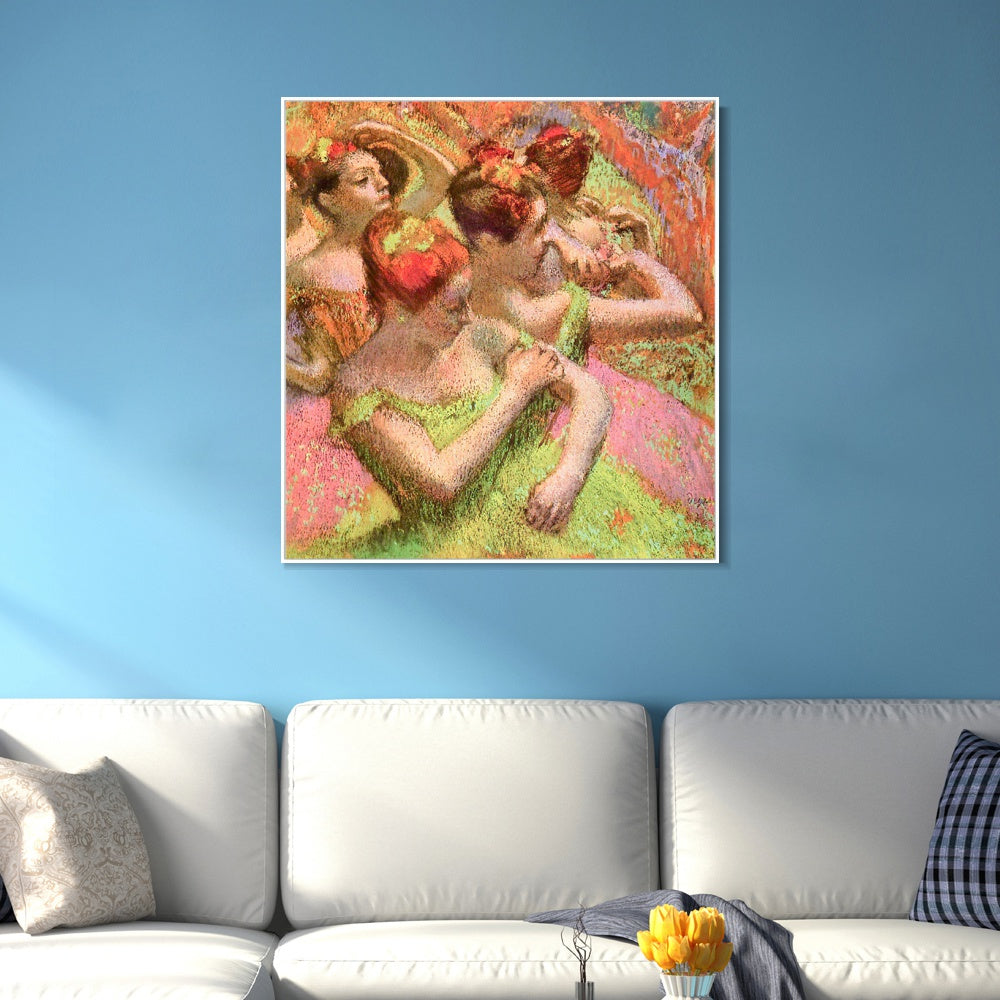 INVIN ART Framed Canvas Giclee Print Art Ballerinas Adjusting Their Dresses by Edgar Degas Wall Art Living Room Home Office Decorations