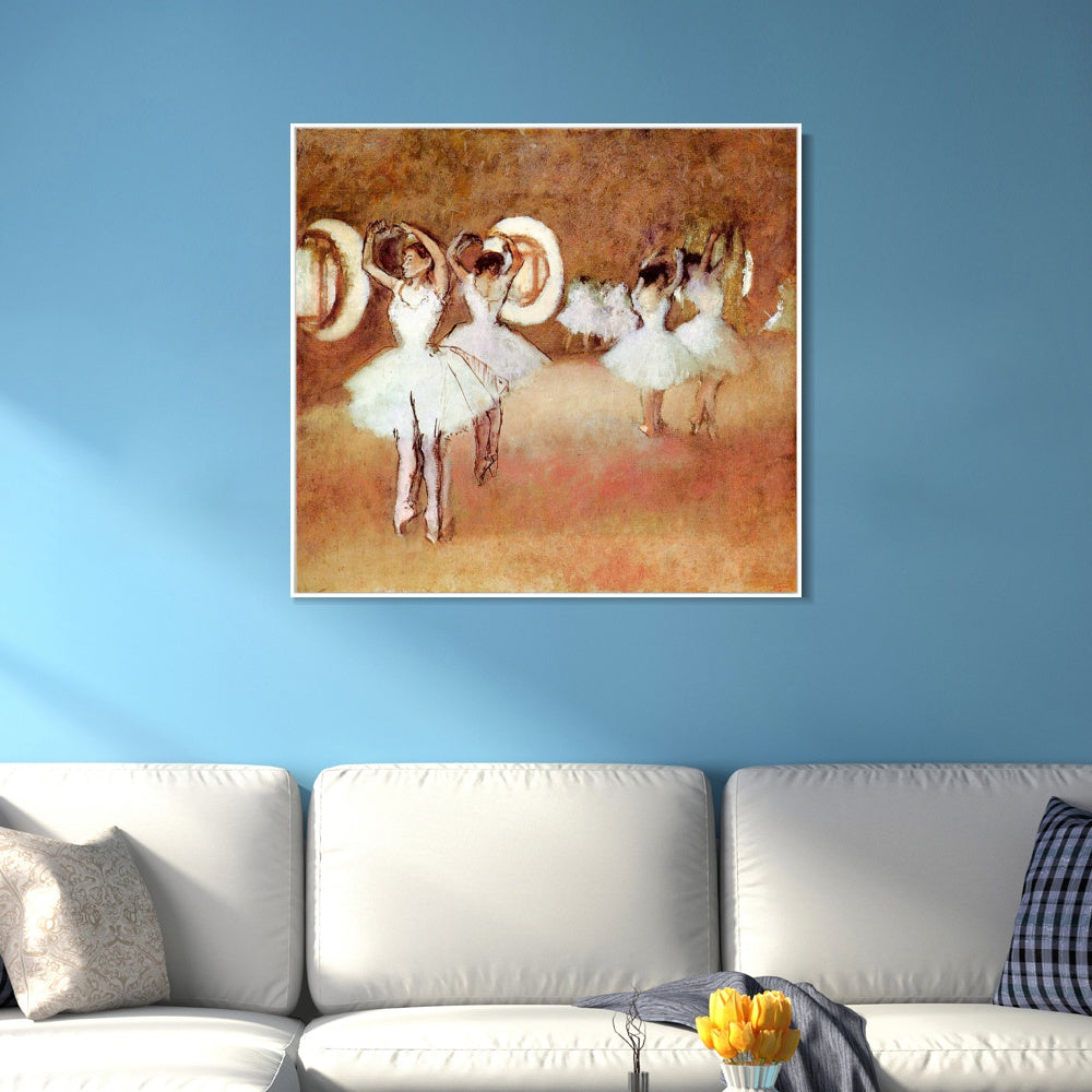 INVIN ART Framed Canvas Giclee Print Art Dance Rehearsal in the Studio of the Opera by Edgar Degas Wall Art