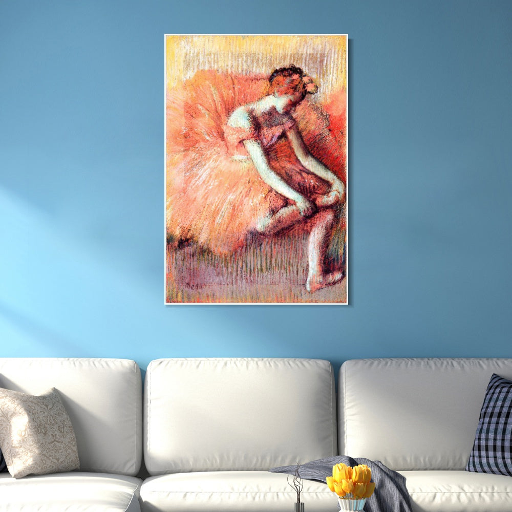 INVIN ART Framed Canvas Giclee Print Art Dancer Adjusting Her Sandel by Edgar Degas Wall Art