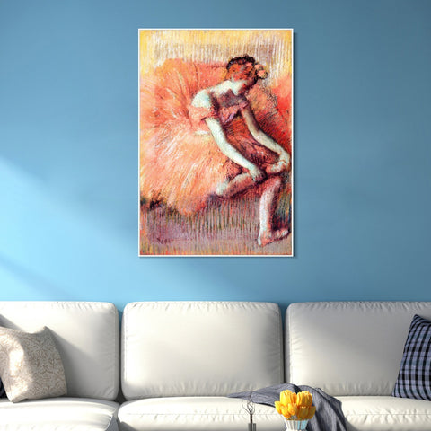 INVIN ART Framed Canvas Giclee Print Art Dancer Adjusting Her Sandel by Edgar Degas Wall Art Living Room Home Office Decorations