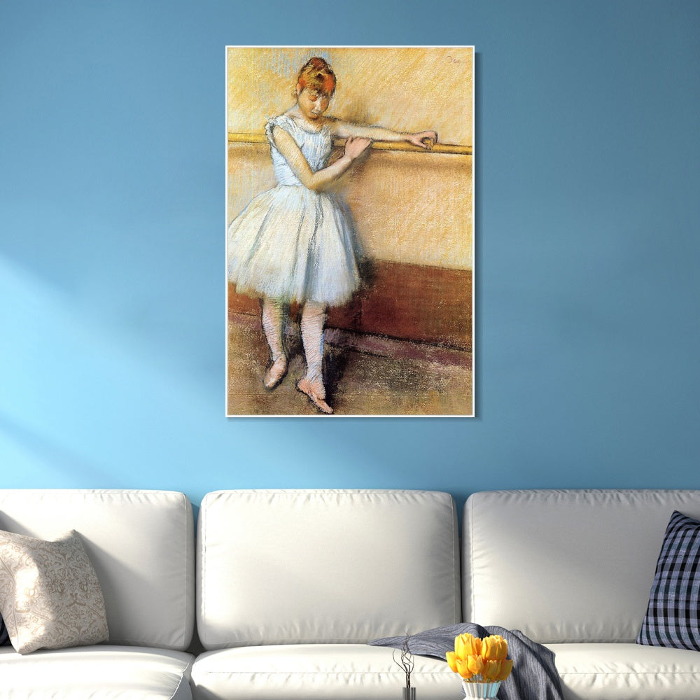 INVIN ART Framed Canvas Giclee Print Art Dancer at the Barre by Edgar Degas Wall Art