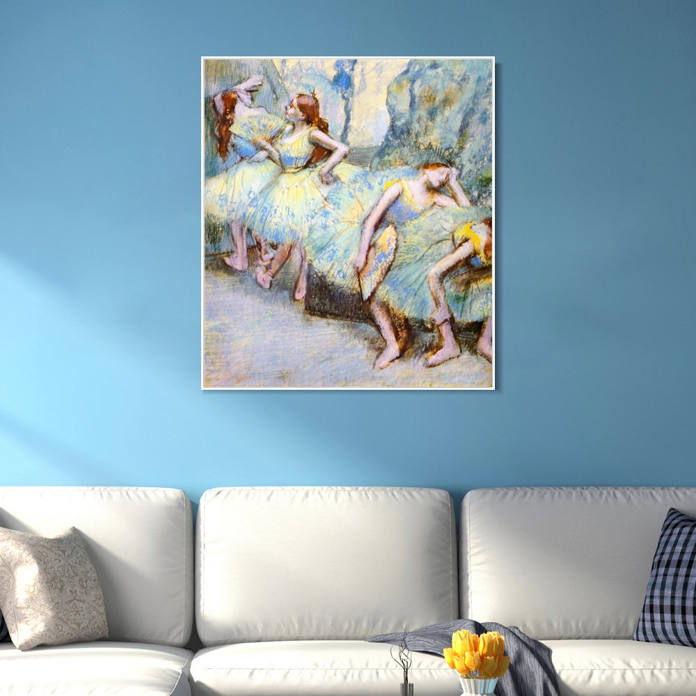 INVIN ART Framed Canvas Giclee Print Art Danseuses dans les coulisses by Edgar Degas Wall Art