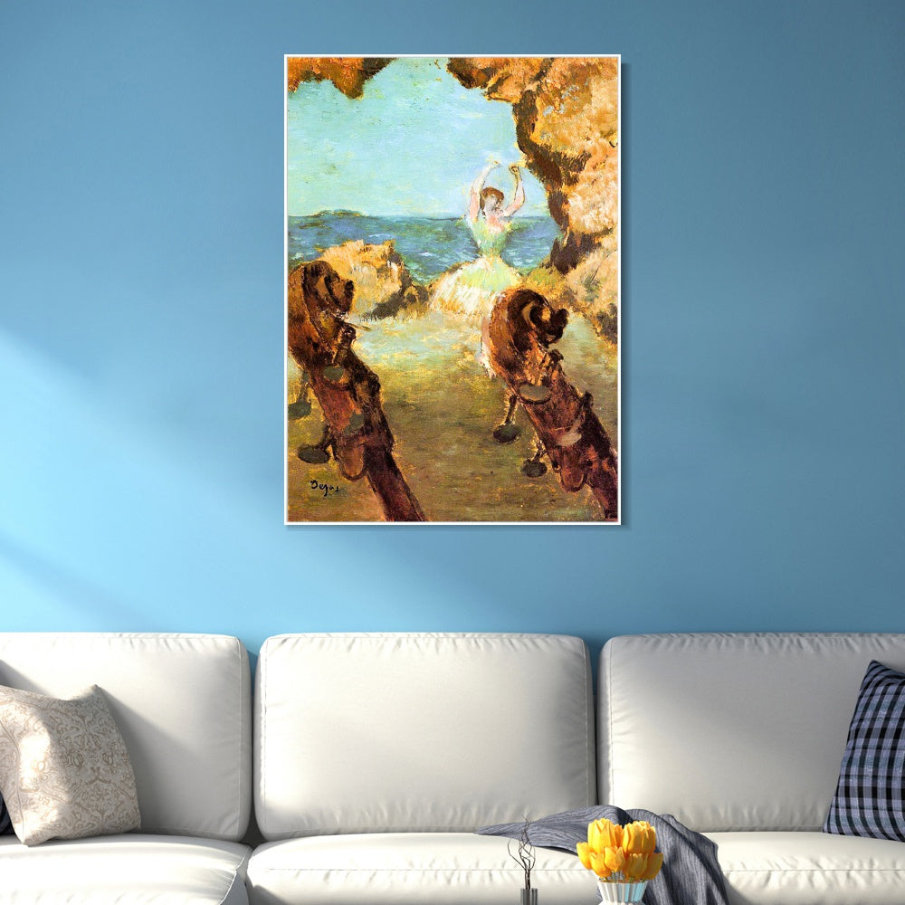 INVIN ART Framed Canvas Giclee Print Art Dancer on Stage by Edgar Degas Wall Art