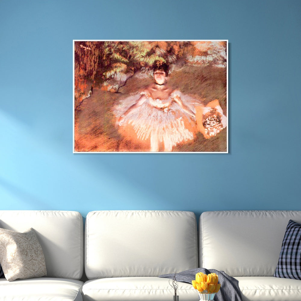 INVIN ART Framed Canvas Giclee Print Art Dancer Onstage with a Bouquet by Edgar Degas Wall Art