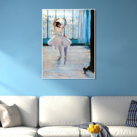 INVIN ART Framed Canvas Giclee Print Art Dancer Posing by Edgar Degas Wall Art Living Room Home Office Decorations