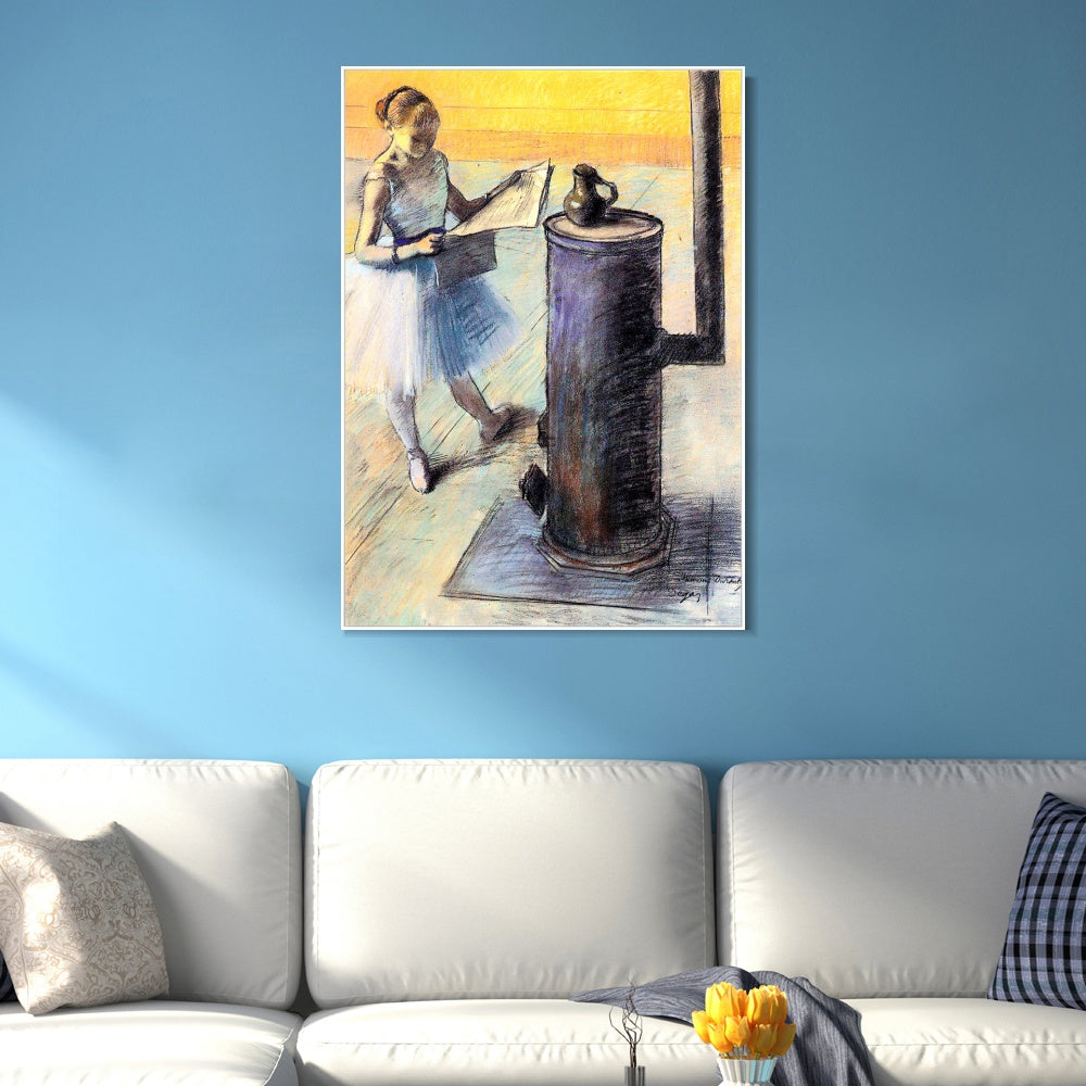 INVIN ART Framed Canvas Giclee Print Art Dancer Resting by Edgar Degas Wall Art