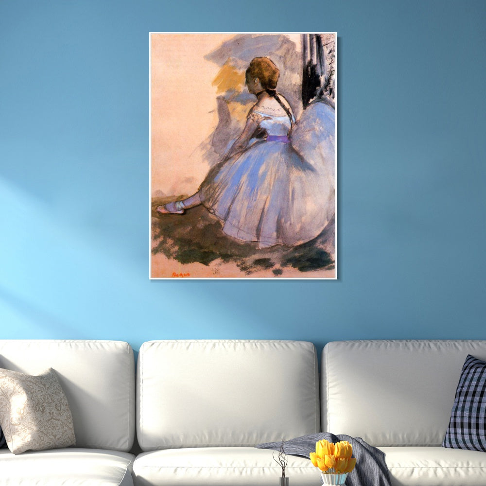 INVIN ART Framed Canvas Giclee Print Art Dancer Seated (study) by Edgar Degas Wall Art