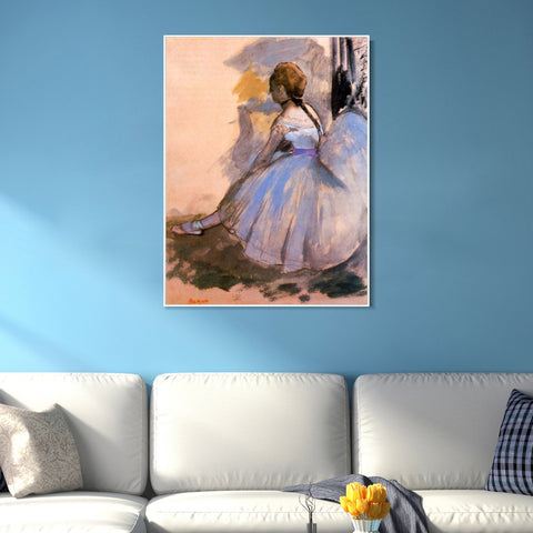 INVIN ART Framed Canvas Giclee Print Art Dancer Seated (study) by Edgar Degas Wall Art Living Room Home Office Decorations