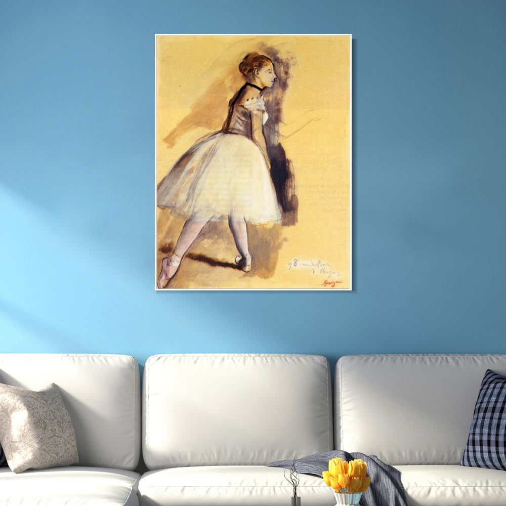 INVIN ART Framed Canvas Giclee Print Art Dancer Standing (study) 2 by Edgar Degas Wall Art