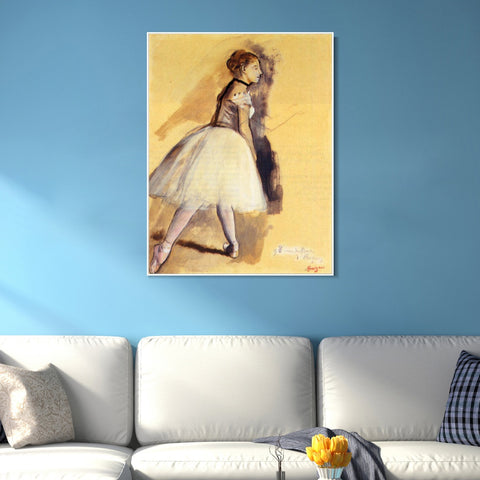 INVIN ART Framed Canvas Giclee Print Art Dancer Standing (study) 2 by Edgar Degas Wall Art Living Room Home Office Decorations