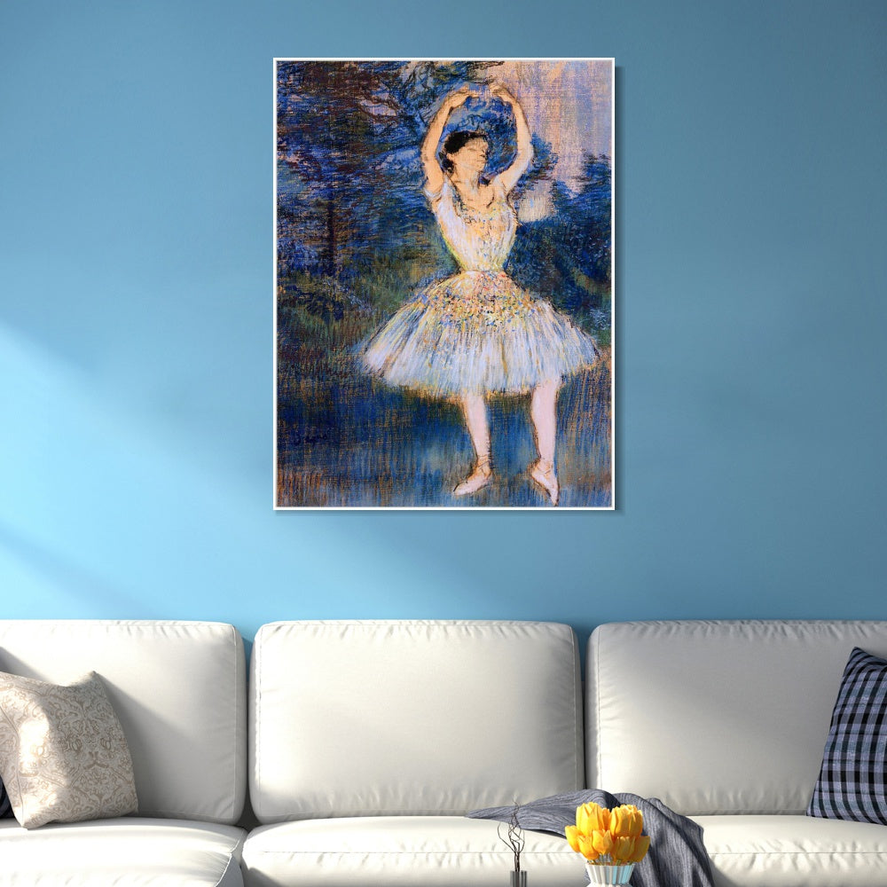 INVIN ART Framed Canvas Giclee Print Art Dancer with Raised Arms by Edgar Degas Wall Art